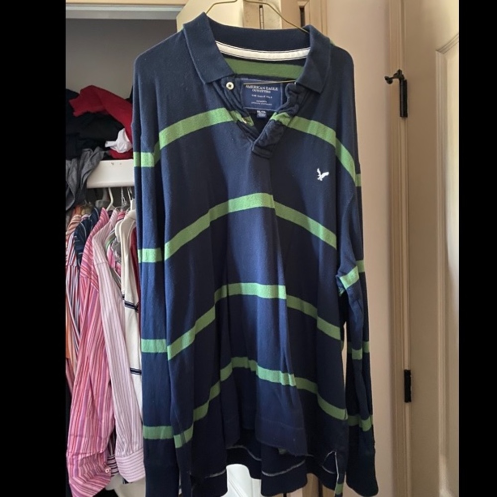 Navy Blue Men’s American Eagle Polo Long Sleeve